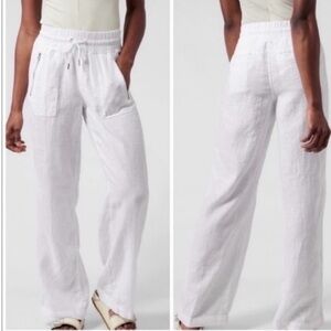 Athleta Cabo Linen Wide Leg Pants Womens Size 12 petite  Travel excellent